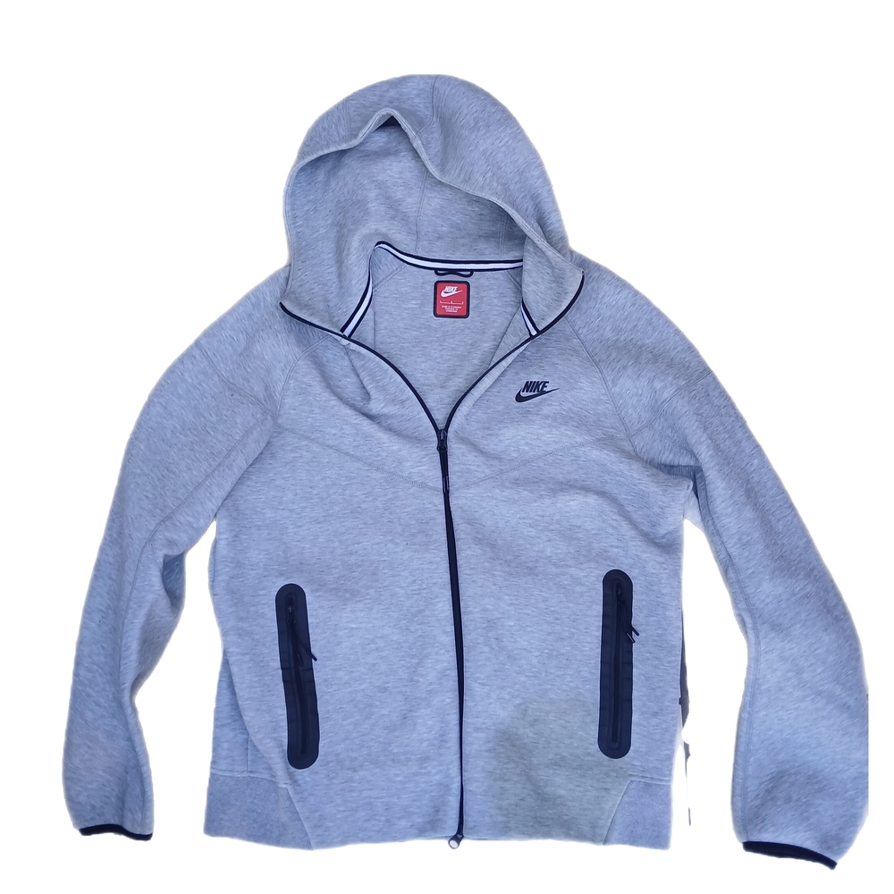 Nike Mens Light Gray Hoodie with Black Accents